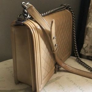CHANEL Bags - Chanel boy bag beige patent leather CHANEL Bags - Chanel boy bag beige patent leather